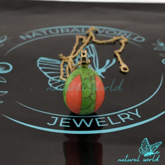 Hand Carved TearDrop Pendant, Two Tone Gemstone Drop Pendant, Handmade Jewelry Supplier - Image 5