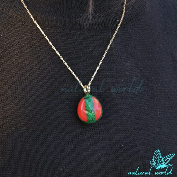 Multi Gemstone Teardrop Pendant, Two Tone Gemstone Drop Pendant, Handmade Jewelry Supplier - Image 3