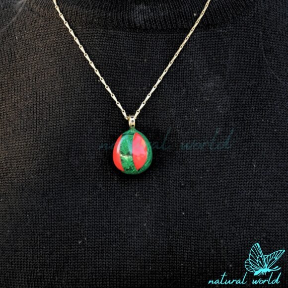 Multi Gemstone Teardrop Pendant, Two Tone Gemstone Drop Pendant, Handmade Jewelry Supplier - Image 2