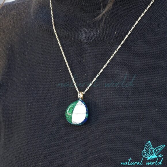 Multi Gemstone Teardrop Pendant, Two Tone Gemstone Drop Pendant, Handmade Jewelry Supplier - Image 3