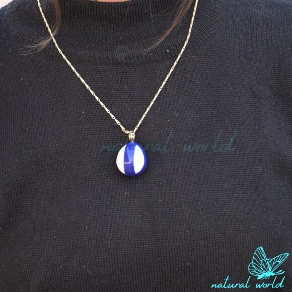 Private Lsbel Two Tone Gemstone Drop Pendant, Handmade Drop Pendant, Multi Gemstone Teardrop Pendant - Image 6
