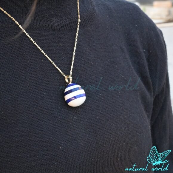 Two Tone Gemstone Drop Pendant, Hand Carved TearDrop Pendant Custom Jewelry - Image 2