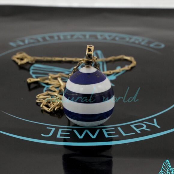 Two Tone Gemstone Drop Pendant, Hand Carved TearDrop Pendant Custom Jewelry - Image 6