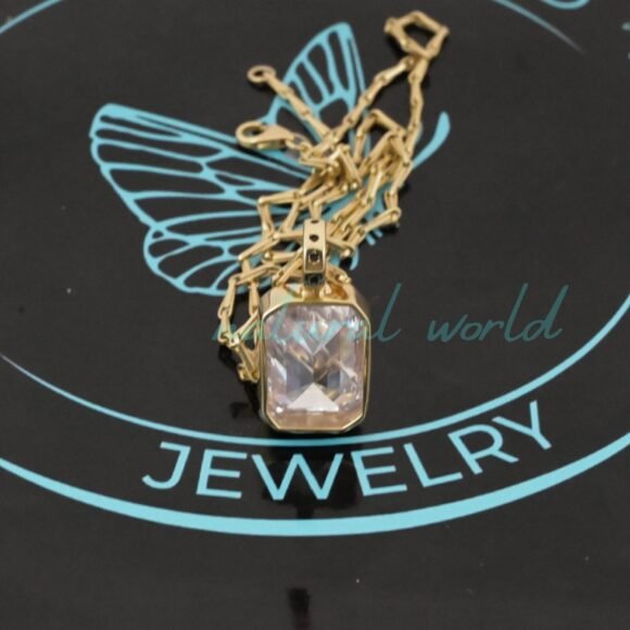 14k Gold Plated Gemstone Square Charm, Gold Moissanite Rectangle Charm Manufacturer - Image 4