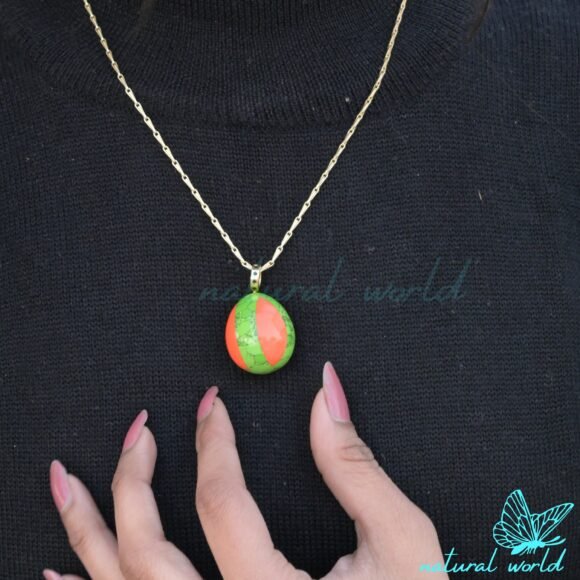 Hand Carved TearDrop Pendant, Two Tone Gemstone Drop Pendant, Handmade Jewelry Supplier - Image 3