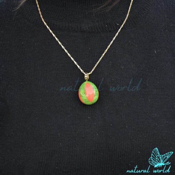 Hand Carved TearDrop Pendant, Two Tone Gemstone Drop Pendant, Handmade Jewelry Supplier - Image 4