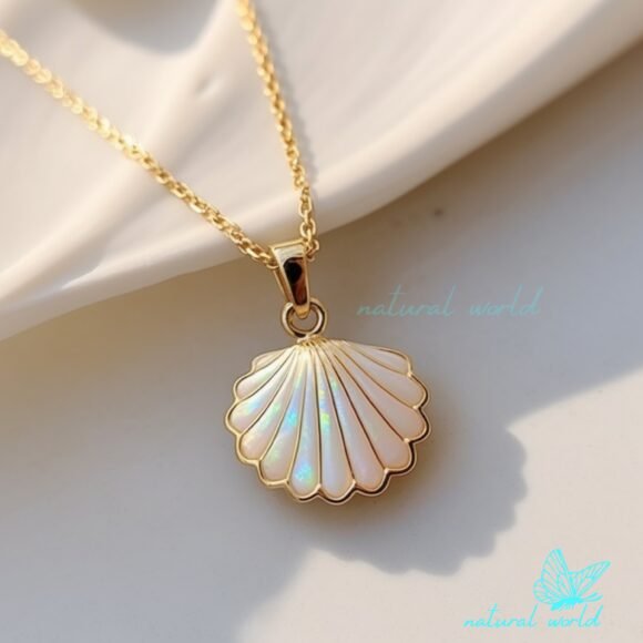 Gemstone Shell Pendant, Handmade Shell Charm Pendant, Gold Shell Pendant Jewelry Supplier