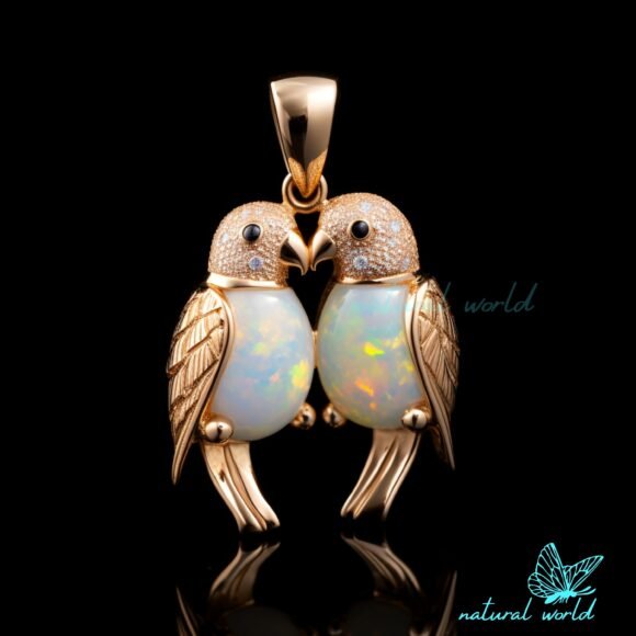 14k Gold Plated Gemstone Parrot Pendant, Gemstone Carve Parrot Pendant Custom Jewelry