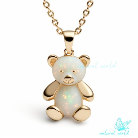 14K Gold Plated Gemstone Jelly Bear Pendant, Candy Bear Pendant Custom Jewelry