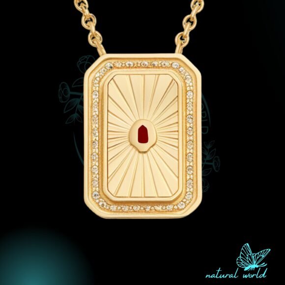 14K Gold Fluted Rectangular Pendant, Designer Fluted Rectangular Pendant Custom Jewelry