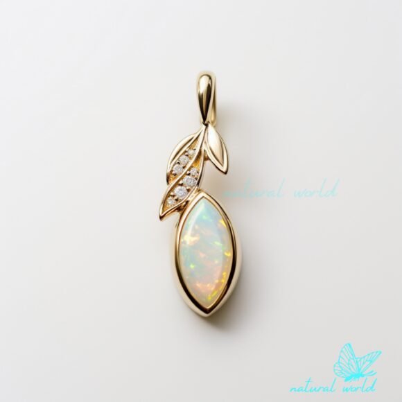 14k Gold Plated Opal Learf Pendant, Hand Carving Leaf Pendant Manufacturer