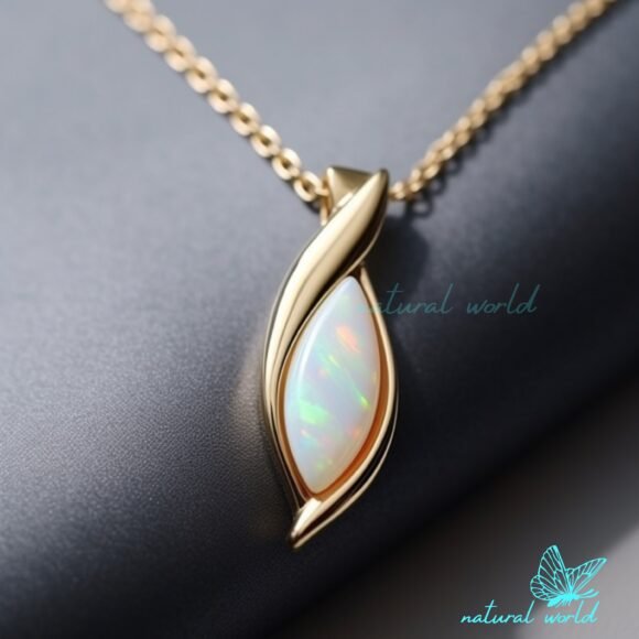 Private Label 14k Gold Plated Crystal Opal Pendant, Opal Pear Shape Pendant