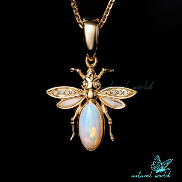 Gemstone Honey Bee Pendant, Opal Honey Bee Pendant, Gold Bumble Bee Pendant Manufacturer
