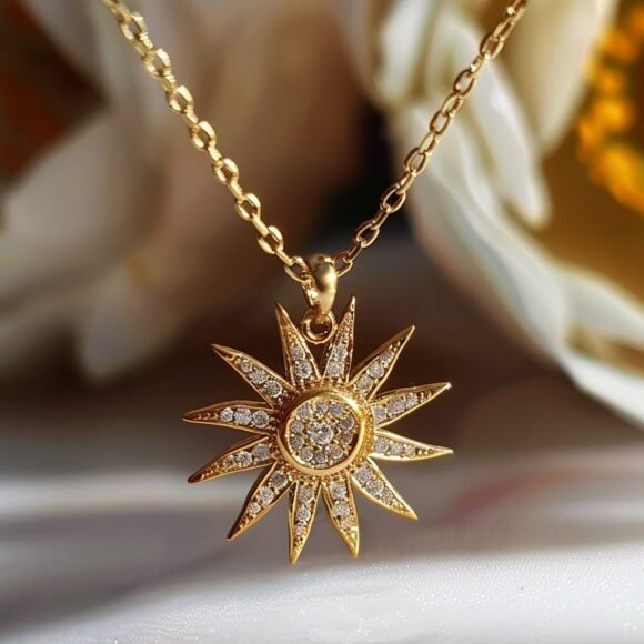 Diamond Starburst Pendant, Pave Starburst Charm Pendant Custom Jewelry