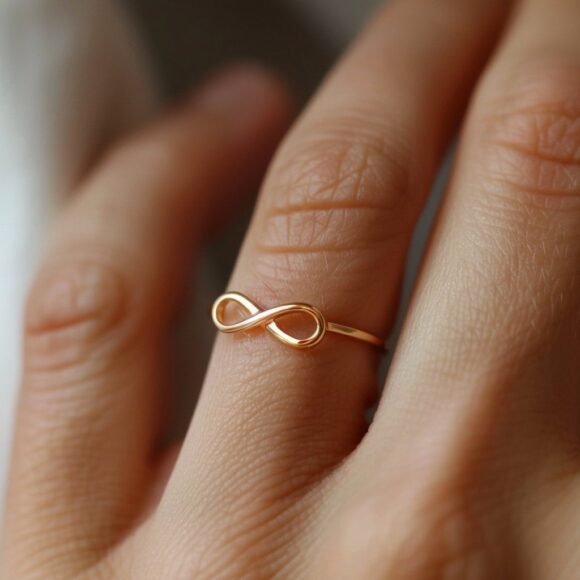 14k Gold Plain Infinity Ring, Infinity Symbol Gemstone Ring, Unique Gold Custom Jewelry