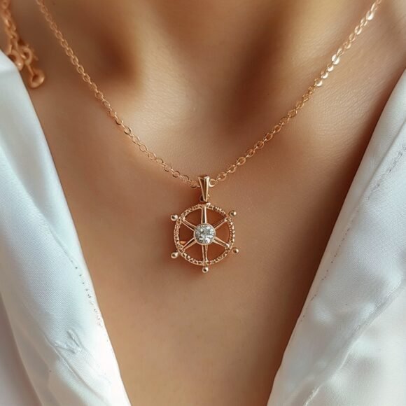 Diamond Compass Pendant, Gemstone Compass Pendant, North Star Disc Pendant Custom Jewelry