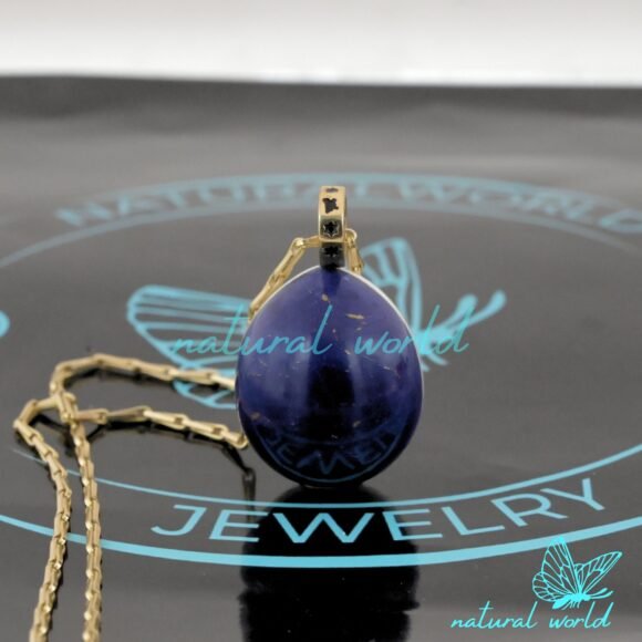 925 Silver Gemstone Drop Pendant, Carved Cabochon Drop Pendant - Image 4