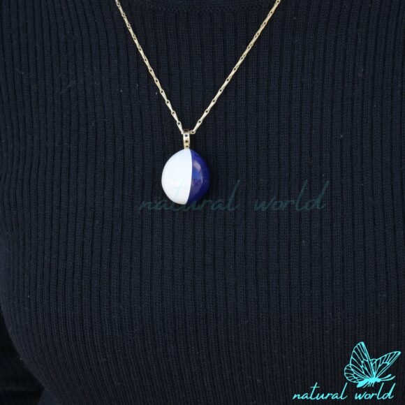 925 Silver Gemstone Drop Pendant, Carved Cabochon Drop Pendant - Image 2