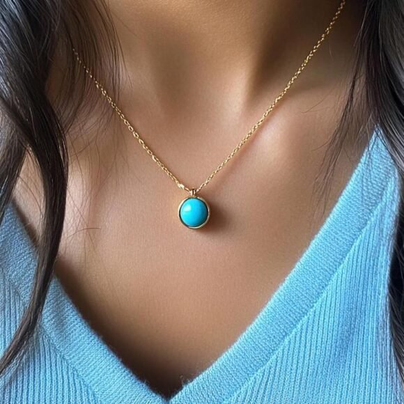 14k Gold Malachite Round Pendant, Carved Malachite Round Pendant