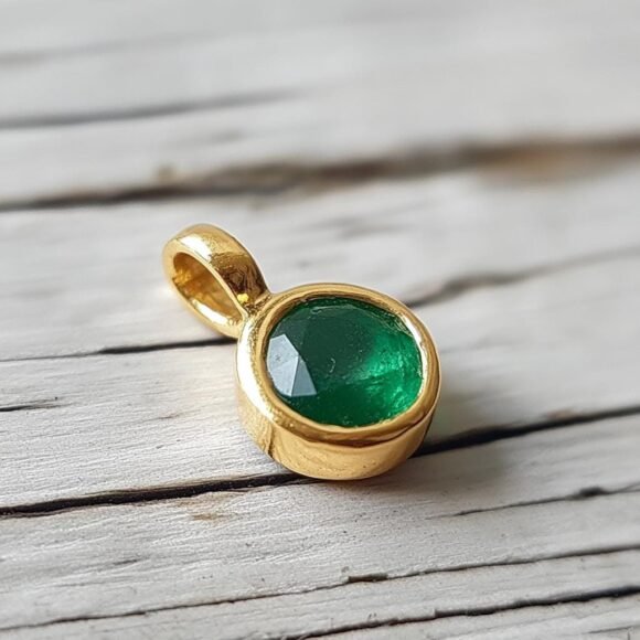 Emerald Round Charm, Luxury Round Charm, Brilliant Cut Round Charm Jewelry