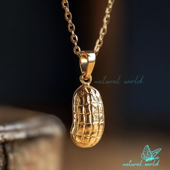 14k Gold Peanut Pendant, Gold Peanut Pendant, Gold 3D Peanut Pendant
